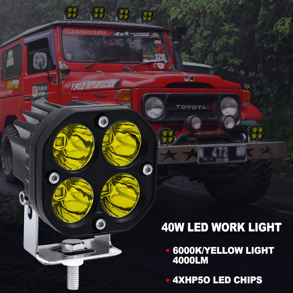 Amazon.co.jp: X-STYLE 40W LEDワークライト 作業灯 黄色 デッキライト
